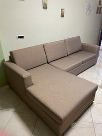 Divano letto 290 cm con penisola in tessuto