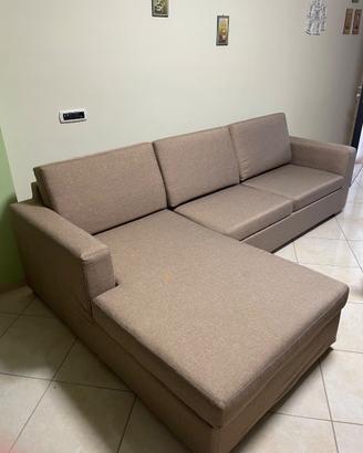Divano letto 290 cm con penisola in tessuto