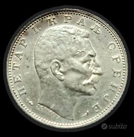 Antica moneta in argento 1 Dinaro Regno di Serbia