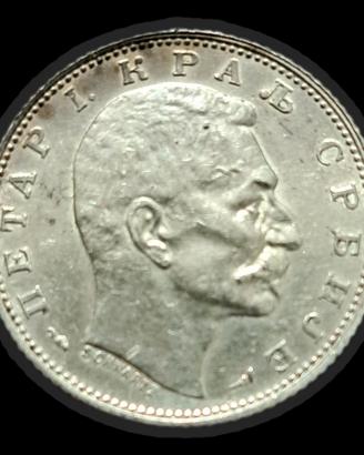 Antica moneta in argento 1 Dinaro Regno di Serbia