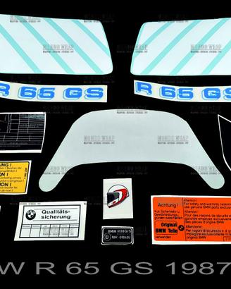 Kit adesivi BMW R 65 GS anno 1987 - c. azzurro.