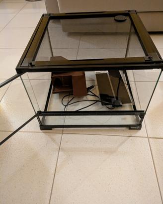 Terrario 40*40*30 cm in vetro con tappetino riscal