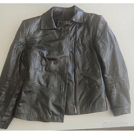 Giacca pelle nera biker asimmetrica ITTIERRE