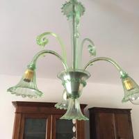 Lampadario in vetro verde
