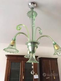 Lampadario in vetro verde
