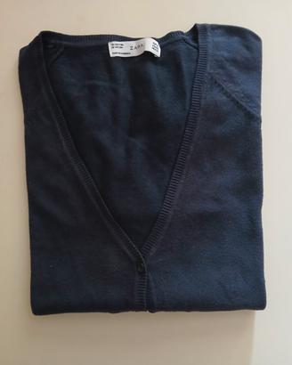 Cardigan blu scuro Zara cotone XL 