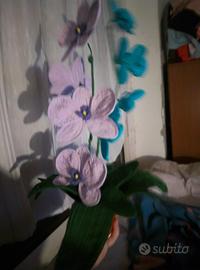 Orchidea fatta a mano in cotone in due colori 