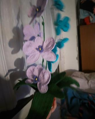 Orchidea fatta a mano in cotone in due colori 