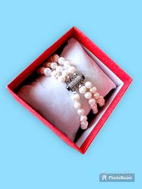 Bracciale 3 fili, perle di fiume chiusura argento