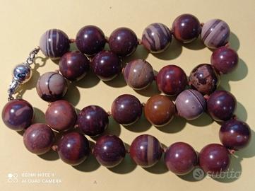 Collana diaspro naturale con chiusura in argento