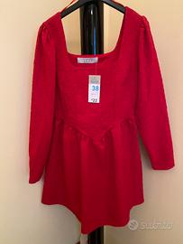 Vestito rosso stoffa stile damascata taglia M