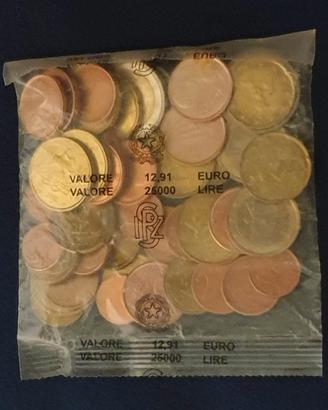 Sacchetto monete Euro.Fior di conio