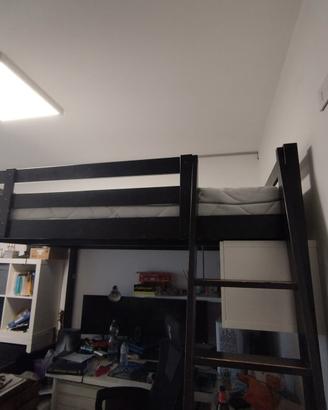 letto a soppalco Ikea Stora marrone scuro