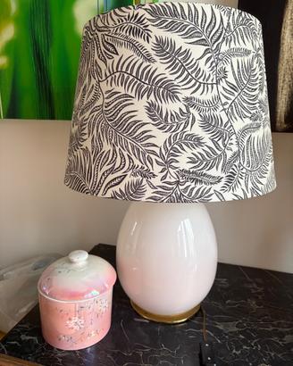 Lampada in ceramica base rosa e contenitore
