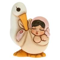 Thun Cicogna Con Bimba, in ceramica