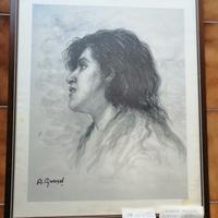 Alfonso Grassi Volto di donna litografia