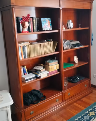 libreria arte povera in legno di noce