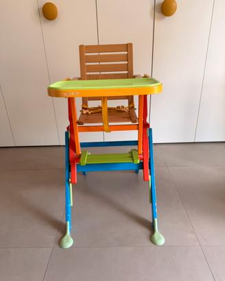 Seggiolone FOPPAPEDRETTI in legno 2in1 con vassoio