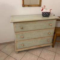 Cassettiera vintage legno con finitura shabby chic