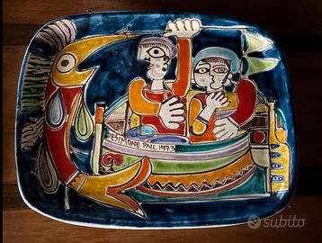 Vassoio rettangolare ceramica siciliana, De Simone