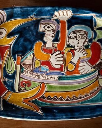 Vassoio rettangolare ceramica siciliana, De Simone