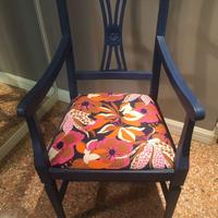 Poltrona sedia design restaurata ChalkPaint tessut