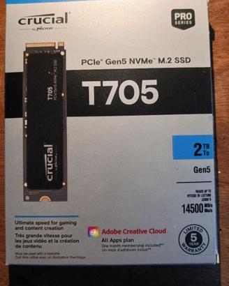 Disco SSD Crucial T705 2TB PCIe Gen5 NVMe M.2 SSD