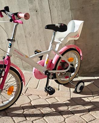 bici bambina Principessa Decathlon bianco rosa