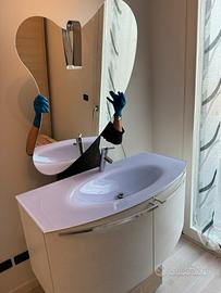 Mobile bagno legno/vetro design con specchio