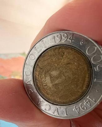Moneta da lire 500 1494/1994 Luca Pacioli