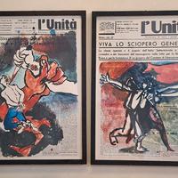 4 quadri L'UNITÀ e Funerali di Togliatti Guttuso 