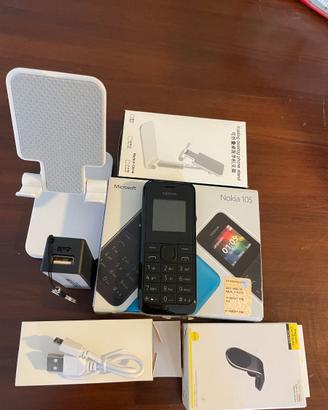 cellulare Nokia 105,nero, con radio FM, +accessori