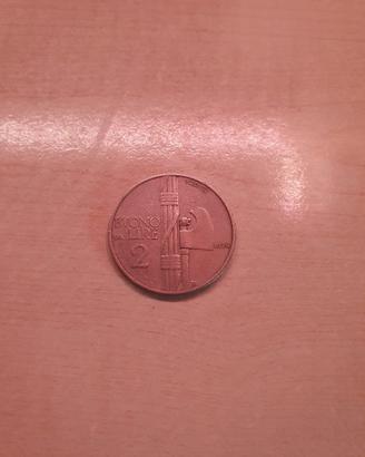 moneta buono da 2 lire 1924 vemanuele III fascio