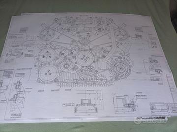 Disegno Motore Maserati 8 cil. 32 valvole.