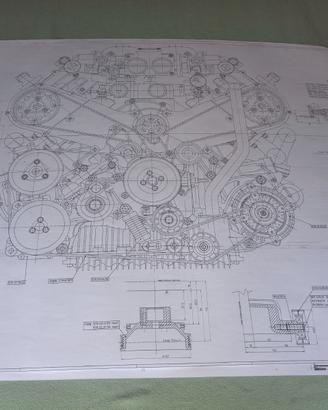 Disegno Motore Maserati 8 cil. 32 valvole.