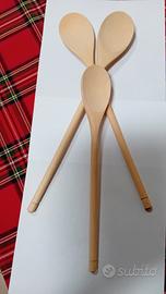3 mestoli in legno Nuovi lunghi 35 e 30 cm.- Utili