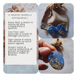 Orecchini Blu Oro in resina