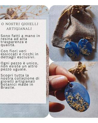 Orecchini Blu Oro in resina
