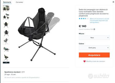 Sedia sdraio pieghevole