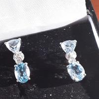 Orecchini oro 18kt con acqua marina e diamanti 