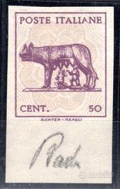 1943 Umberto II° Lupa Capit. varietà Cent. 50 ND