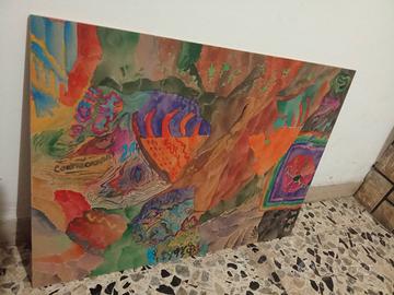 quadro dipinto a mano acquarello su legno 