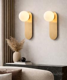 set 2 applique da parete dorate a sfera nordiche 