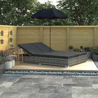 Lettino Prendisole con Ombrellone in Polyrattan Gr