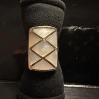 Anello di argento indiano con rombi in madreperla