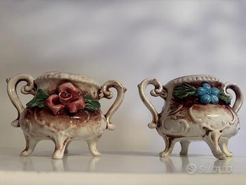 Coppia vasetti in ceramica decorata – stile Bassan