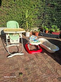 girello per bambini ,seggiolino,e vaschetto neonat