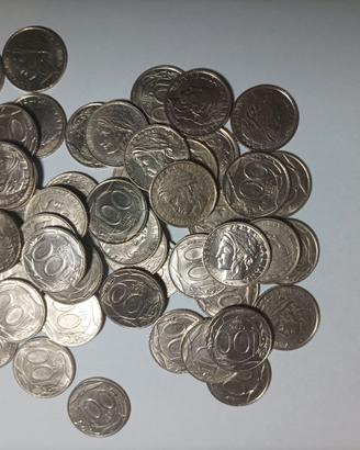 56 monete metalliche ultima edizione da lire 100