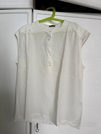 Joseph maglia blusa in seta bianca senza maniche