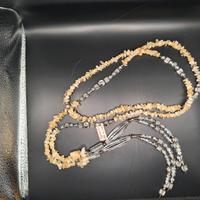 Collana "sciarpina" in argento, cristallo di rocca